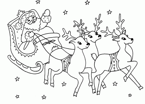 coloriage pere noel dans son traineau